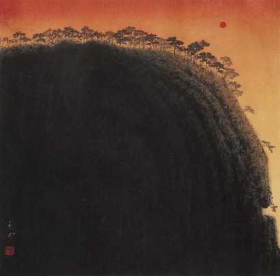 李长白 1993年作 艳阳 镜心